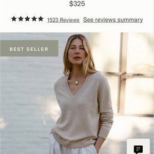 Jenni Kayne Flynn V-Neck Cashmere Sweater Oatmeal Sz XS